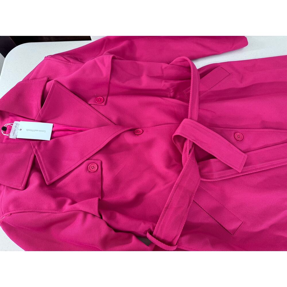 "NEW W/DEFECT" "Lovers & Friends" Hot Pink Trench Coat SZ XS Fairy Goth Blondie - Picture 5 of 16